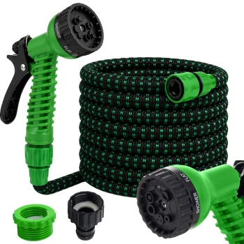 Expandable Garden Hose with Spray Gun DIVODV, 12.5-30m, Black/Green