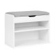 Shoe Storage Bench with Lift-Up Seat and 2 Shelves, White, ModernHome