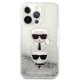 Karl Lagerfeld iPhone 13 Pro Max Case Liquid Glitter Karl & Choupette, Silver