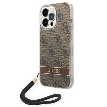 Apple iPhone 14 Pro 6.1'' Guess 4G Print Strap Case Cover (GUOHCP14LH4STW), Brown