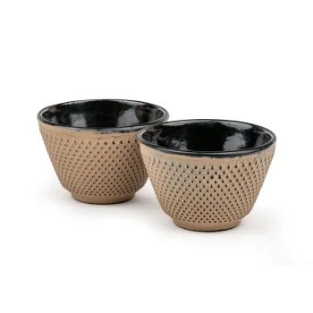 Bredemeijer Xilin Cast Iron Tea Cups 153097, 2-Piece Set, 120 ml, Beige