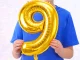 Foil Number 9 Balloon 66cm Birthday Party Decoration, Gold