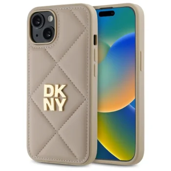 Dkny iPhone 14 Case Quilted Stack Logo, Beige