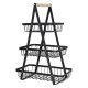 3-Tier Fruit Basket for Kitchen Counter, Metal Vegetable Stand, Black