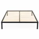 ModernHome Metal Bed Frame 135x190 cm with Wooden Slats Base, Black