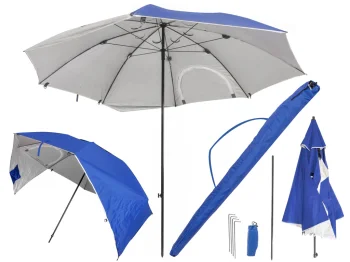 Folding Beach and Garden Umbrella Tent 213 cm, Blue/White