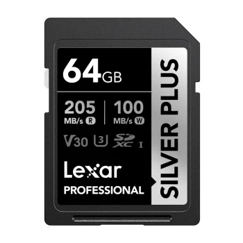 Lexar Professional SILVER PLUS SDXC 64GB Memory Card (LSDSIPL064G-BNNNG)