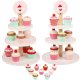 Wooden Cupcake Set with Two-Tier Stand for Kids Toy Kitchen