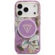 Guess IML Glitter Flowers Triangle MagSafe Phone Case Cover iPhone 17 Pro Max - Purple