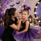 Kids Halloween Costume, Bat Skirt and Headband, Black/Purple