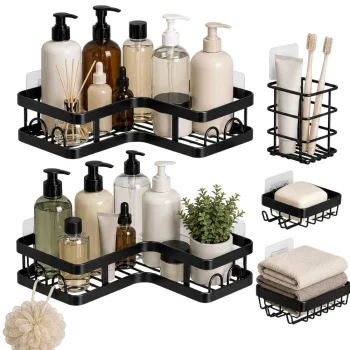 Bathroom Shelf Set (5 pcs), Black