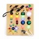 ECOTOYS Wooden Interactive Busy Board with LED Lights and Switches