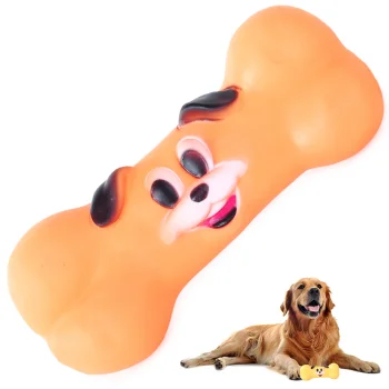 Squeaky Rubber Dog Chew Toy Bone for Boredom and Teething