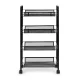 Modernhome KJZT090 Black Metal Rolling Storage Cart with 4 Shelves