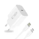 Tech-Protect NC20W Wall Charger 20W with USB-C / Lightning Cable 100 cm - White