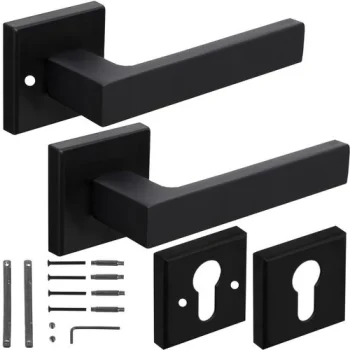 Ruhhy 00021937 Internal Door Handle Set with Escutcheon, Matte Black