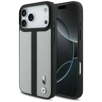 BMW iPhone 17 Pro Max Case M Perforated Stripe Logo MagSafe, Gray