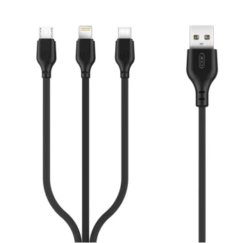 XO NB103 3-in-1 USB to Lightning / USB-C / microUSB Cable 1m 2.1A Black