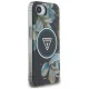 Guess IML Metal Glitter Flowers Triangle MagSafe Case for iPhone 16e, Black