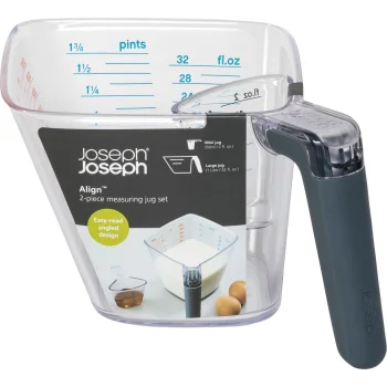 Joseph Joseph Align 2-Piece Easy-Read Measuring Jug Set, 1 L & 50 ml, Grey
