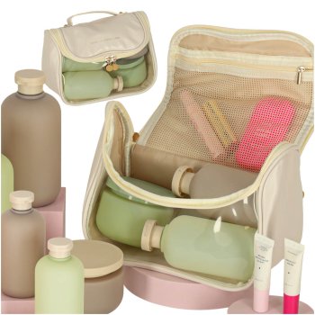 Large Travel Toiletry Bag Cosmetic Case Organizer for Men & Women, Beige