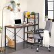 Wooden computer desk with metal shelf, loft style, brown/black