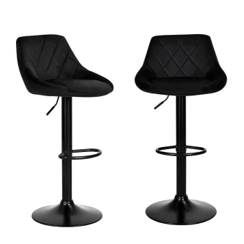 ModernHome Swivel Bar Stool with Adjustable Height and Footrest, Black Velvet