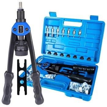 Hand Rivet Nut Tool Kit with 7 Mandrels and Assorted Rivnuts M3-M12