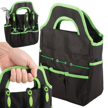 Garden Tool Bag, Portable Organizer (Black/Green)