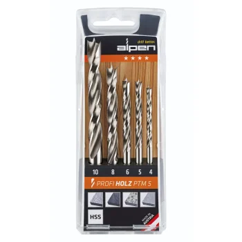 Alpen PTM 5 Profi Holz Wood Drill Bit Set, 5 pcs (4-10 mm)