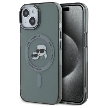 Karl Lagerfeld iPhone 15 Case HC MagSafe IML Metal KC Heads, Black