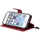 Apple iPhone 5 / 5s / SE Wallet Leather Stand Case Cover, Red