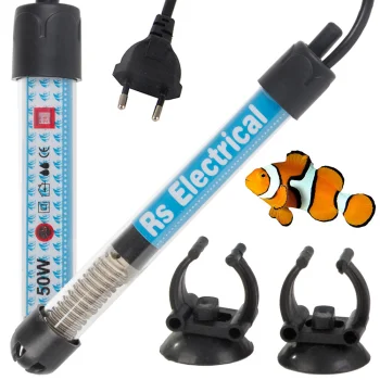 50W Submersible Aquarium Heater with Thermostat for up to 50L Tanks