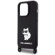 Karl Lagerfeld iPhone 15 Pro Max vāciņš Crossbody Silicone Choupette, melns