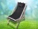 Folding Wooden Beach Lounger with Pillow, Black
