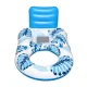 Inflatable Pool Lounge Chair Float with Canopy and Backrest 140 x 78 cm, Blue