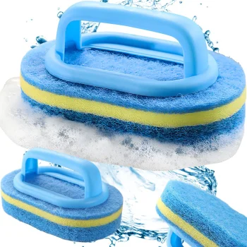 Universal Cleaning Sponge Brush with Handle, Blue