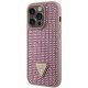 Guess iPhone 14 Pro Case Rhinestone Triangle, Pink