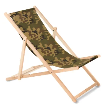 GreenBlue GB183 Wooden Deck Chair, Green Camo
