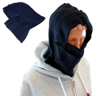 3-in-1 Fleece Balaclava Thermal Face Mask for Winter Sports, Navy Blue