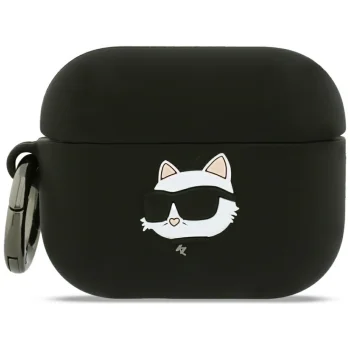 Karl Lagerfeld Silicone Choupette Head 3D Case for AirPods Pro 3, Black