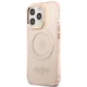 Guess Gold Outline Translucent MagSafe Case for iPhone 13 / 13 Pro, Pink