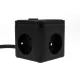 Huslog Cube Extension Cord with 3 Sockets and 4 USB Ports, Black