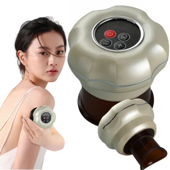 Electric Vacuum Cupping Massager with Heating, 12 Suction Levels, Grey