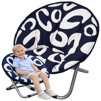 Kids Folding Moon Chair for Camping and Garden, Navy Blue