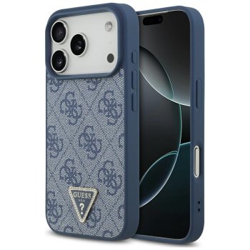 Guess Leather 4G Triangle Strass MagSafe Phone Case Cover iPhone 17 Pro - Blue