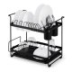 Massido MS-602 2-Tier Dish Drying Rack with Drainboard, black