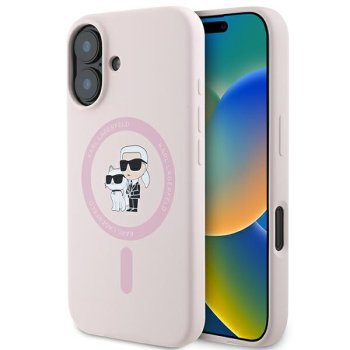 Karl Lagerfeld Silicone Karl&Choupette Heads Ring MagSafe vāciņš iPhone 16, Rozā