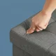 Foldable Upholstered Storage Ottoman, Light Grey