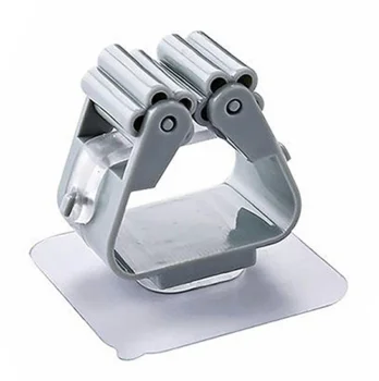 Self-adhesive wall holder for mop and broom, grey